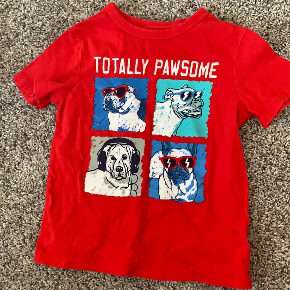 Boys “Totally Pawsome” red T, baby Gap, size 4T